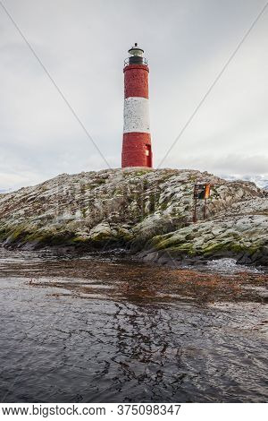 Les Eclaireurs Lighthouse Is Located Near Ushuaia In Tierra Del Fuego In Argentina.