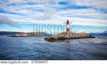 Les Eclaireurs Lighthouse Is Located Near Ushuaia In Tierra Del Fuego In Argentina.