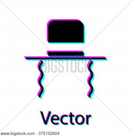 Black Orthodox Jewish Hat With Sidelocks Icon Isolated On White Background. Jewish Men In The Tradit