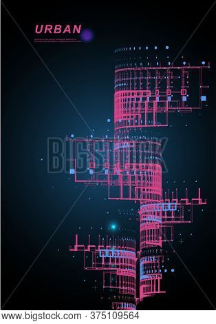 Skyline City.vector Night City On A Luminous Background