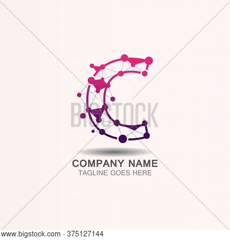 Letter C Logo With Technology Template Concept Network Icon Vector
