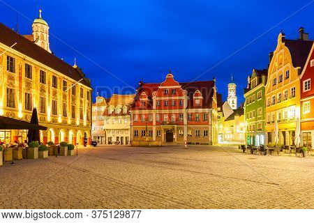 Beauty Colorful Houses In The Memmingen City Centre. Memmingen Is A Old Town In Swabia In Bavaria, G