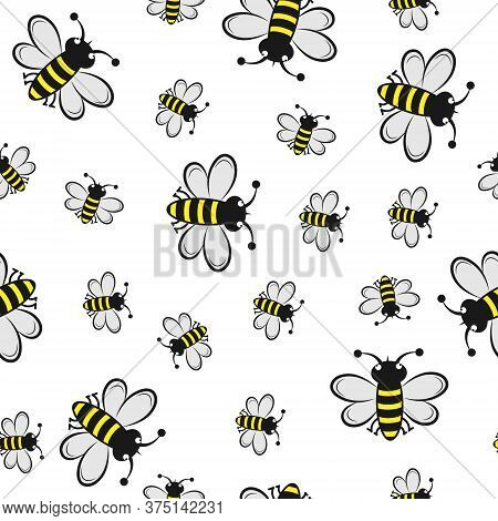 Seamless Bee Pattern For Textiles, Packaging, Texture And Simple Backgrounds