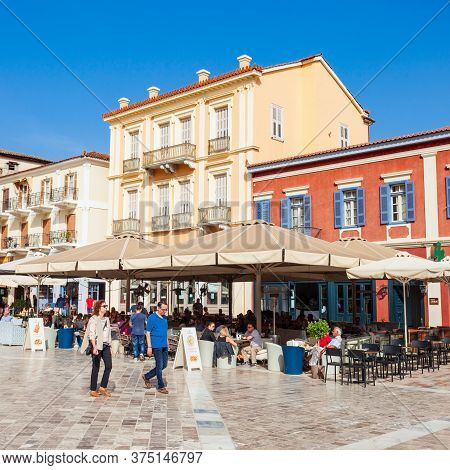 Nafplio, Greece - October 16, 2016: Syntagma Or Constitution Square Is The Central Square Of Nafplio