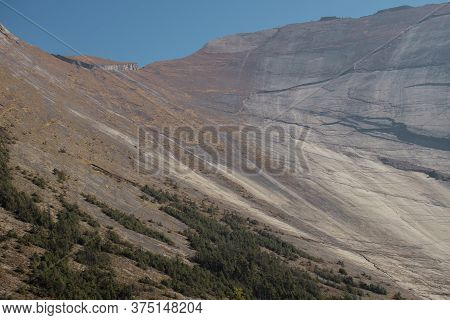 Mountain Wall By Upper Pisang Sunny Day December, Annapurna Circuit, Nepal