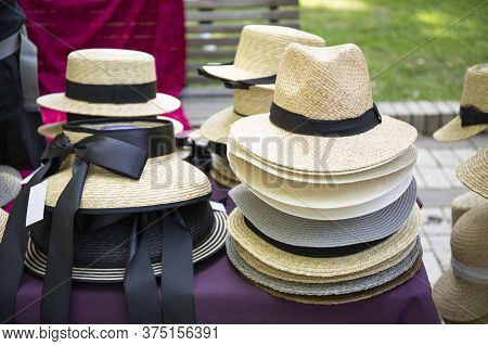 Starw Summer Hats For Sale On Street Market