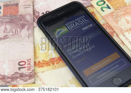 Florianopolis, Brazil, June 27, 2020: Top View Of Printed And Digital Work Card (carteira De Trabalh