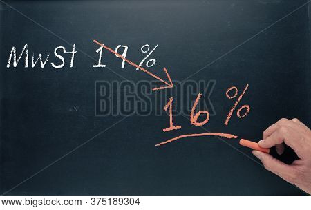 Conceptual Image With A Man Writing On A Chalkboard For Economic Stimulus Package For Germany.