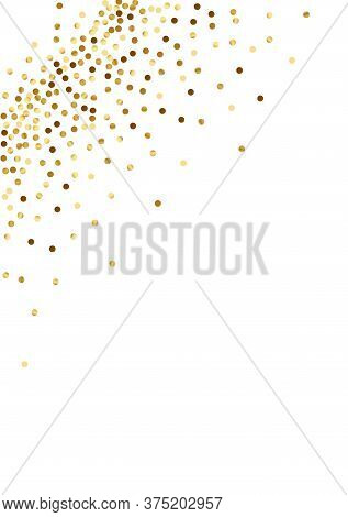 Yellow Festive Polka Frame. Random Circle Texture. Golden Dot Glow Design. Vector Confetti Pattern. 