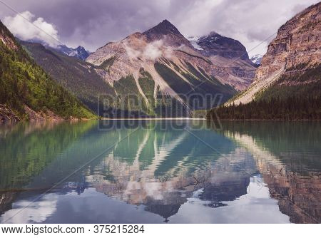 Beautiful Kinney Lake in Mount Robson Provincial Park, Canadian Rockies, British Columbia, Canada