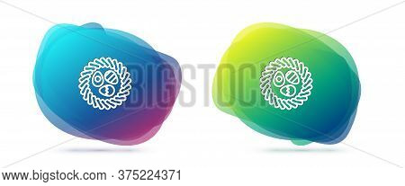 Set Line Easter Egg In A Wicker Nest Icon Isolated On White Background. Happy Easter. Abstract Banne