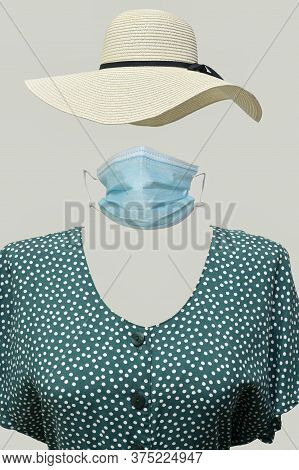 Surrealism Invisible Woman Wearing Protective Medical Mask
