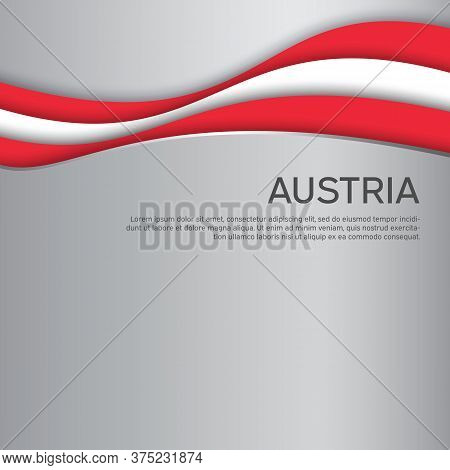 Abstract Waving Flag Of Austria. Paper Cut Style. Creative Background For The Design Of The Patrioti