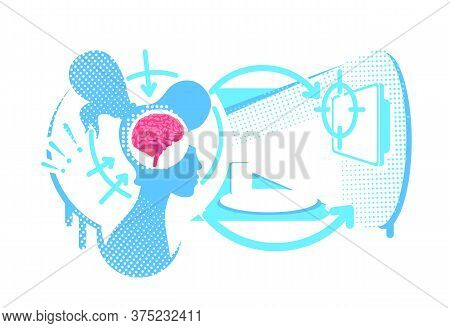 Hyperfocus Flat Concept Vector Illustration. Concentration On Visual Perception. 2d Cartoon Characte