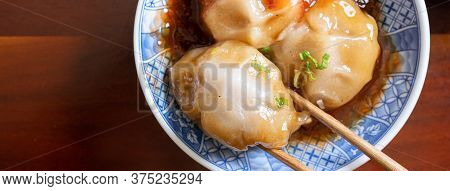 Bawan (ba Wan), Taiwanese Meatball Delicacy, Delicious Street Food, Steamed Starch Wrapped Round Sha