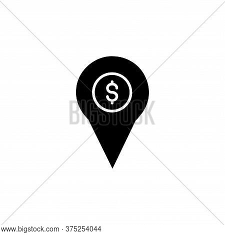 Location Pin Icon With A Dollar Logo Inside Isolated On White Background. Location Pin Icon With A D