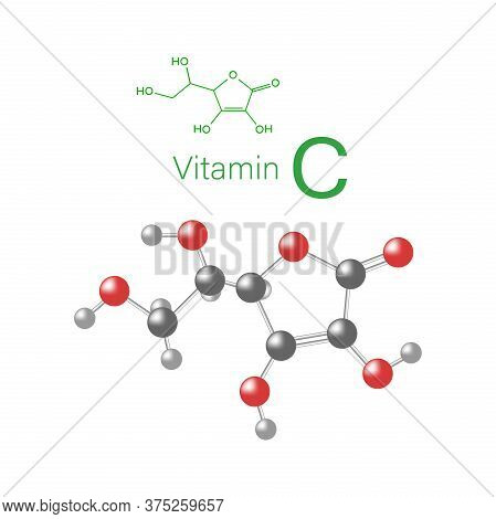 Vector Illustration Of The Chemical Compound Vitamin C