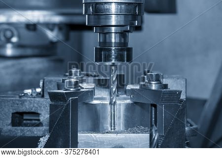 The Milling Machine Make The Hole On The Work Pieces By Drill Tools. The Metal Working Process By Mi