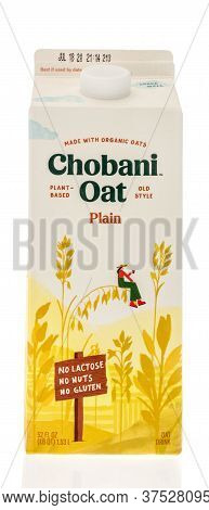 Winneconne,  Wi - 26 June 2020: A Bottle Of Chobani Oat Plain Drink On An Isolated Background