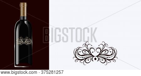 Bottle With Vintage Decor - Vector. Holidays. Gift Idea. Banner