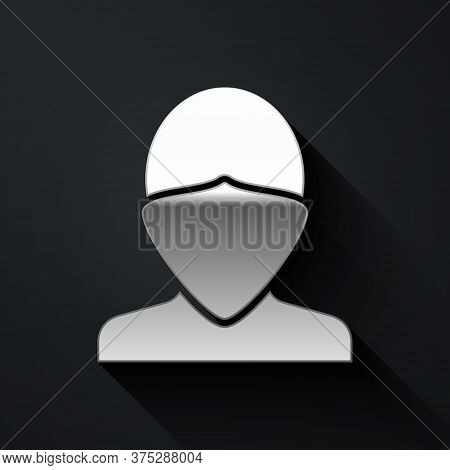 Silver Vandal Icon Isolated On Black Background. Long Shadow Style. Vector