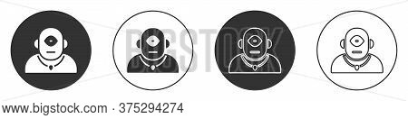 Black Cyclops Icon Isolated On White Background. Circle Button. Vector