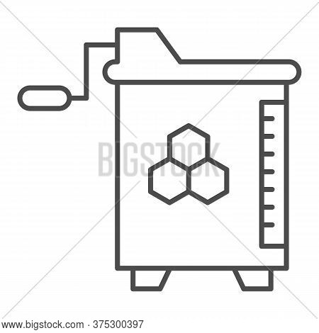 Honey And Wax Extractor Thin Line Icon, Beekeeping Concept, Manual Honey Extractor Sign On White Bac