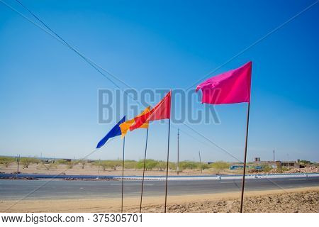 Highway, Path, Road In Desert Of Rajasthan, India, Road Passing Through A Landscape, Jaisalmer, Raja