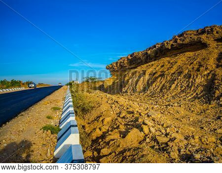 Highway, Path, Road In Desert Of Rajasthan, India, Road Passing Through A Landscape, Jaisalmer, Raja