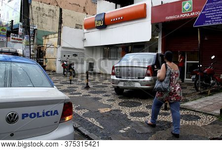 Salvador, Bahia / Brazil - June 5, 2013: Facade Of Itau Bank Branch In Salvador Destroyed After Bank