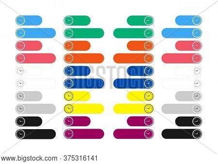 Vector Illustration Of A Label Template With A Watch Logo In Different Colors