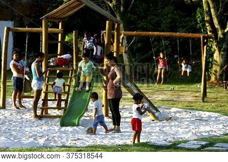 Salvador, Bahia / Brazil - September 30 2014: Children Are Seen Playing On A Playground In Parque Sa