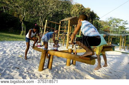 Salvador, Bahia / Brazil - September 30 2014: Children Are Seen Playing On A Playground In Parque Sa