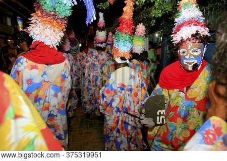 Cairu, Bahia / Brazil - November 14, 2013: Members Of The Caretas De Cairu Culture Group Are Seen Du
