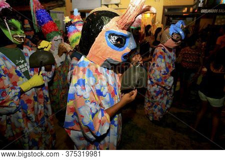 Cairu, Bahia / Brazil - November 14, 2013: Members Of The Caretas De Cairu Culture Group Are Seen Du