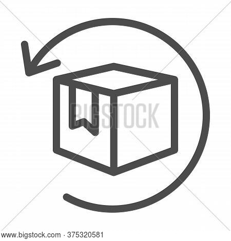 Box With Arrow Line Icon, Logistics Concept, Commodity Turnover Sign On White Background, Return And