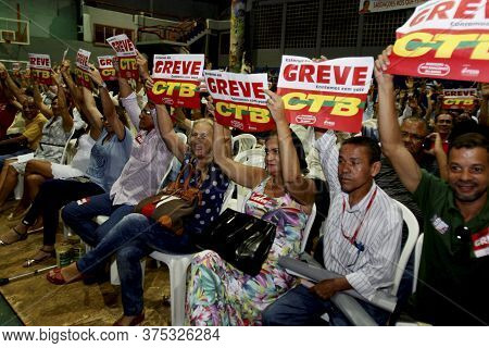 Salvador, Bahia / Brazil - September 29, 2014: Bankers Are Seen During Assembly To Strike Indefinite