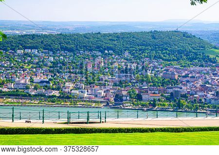 Rochusberg Mountain Hill And Bingen Am Rhein Town, Aerial View From Platform In Forest On Niederwald