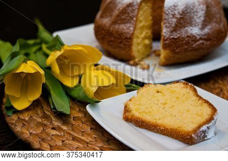 Polish Lemon Sand Cake Known As Babka Cake
