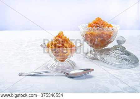 Pumpkin Jam In A Clear And Minimalist Arrangement, Selective Focus.