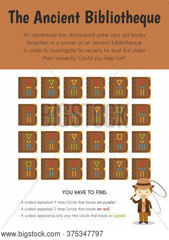 The Ancient Biblioteque Educational Sheet. Primary Module For Attention And Perception. 5-6 Years Ol