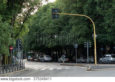 Milan, Italy - May 4, 2020: More Cars Were Seen On The Road. On May 4th Italy Eases Coronavirus Move