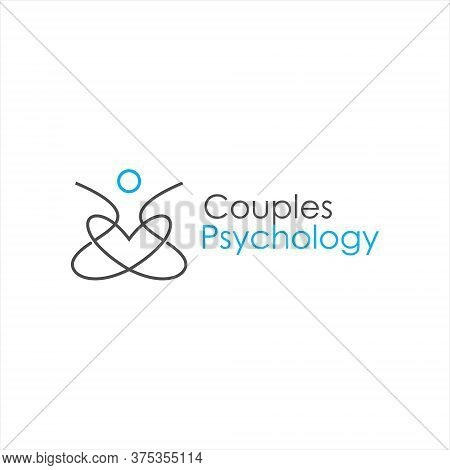Simple Line Couples Therapy Logo Psychology Vector Icon Education Design Template Inspiration