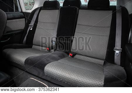 Novosibirsk/ Russia - July 07 2020: Subaru Legacy B4, Comfort Car Inside. Clean Car Interior: Black 