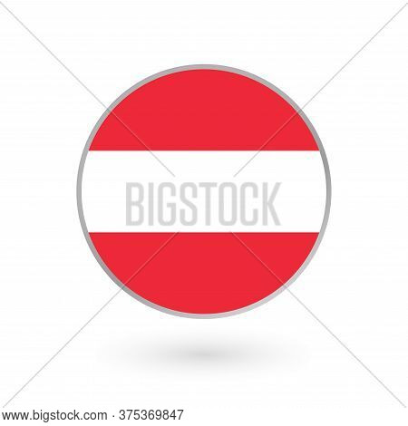 Austria Flag Icon Isolated On White Background. Austrian Round Badge. Vector Illustration.