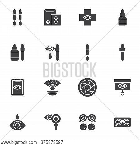 Ophthalmology Vector Icons Set, Modern Solid Symbol Collection, Optometry Filled Style Pictogram Pac