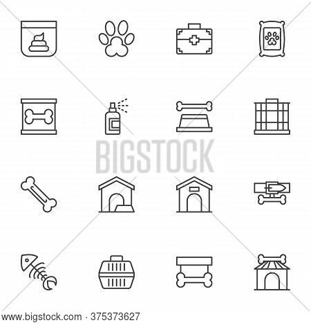 Pet Shop Line Icons Set, Outline Vector Symbol Collection, Linear Style Pictogram Pack. Signs, Logo 