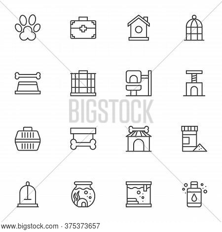 Pet Shop Line Icons Set, Outline Vector Symbol Collection, Linear Style Pictogram Pack. Signs, Logo 