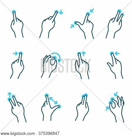 Different Phone Hand Gestures Set. Modern Finger Motions For Touchscreen Vector Illustration Collect