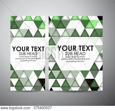 Business Design Abstract Green Triangle And Geometric Strip Pattern Background. Vector Illustration.